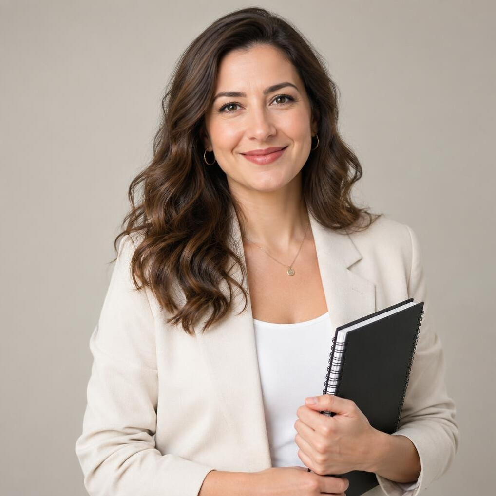 Professional woman coach smiling in a studio