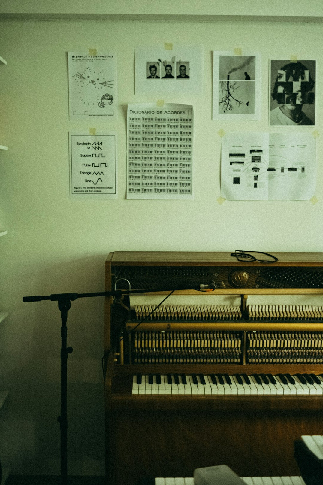 Studio microphone with headphones in a broadcast room