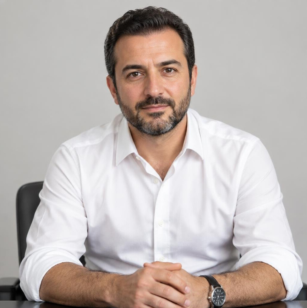Man portrait with short beard, senior mediator